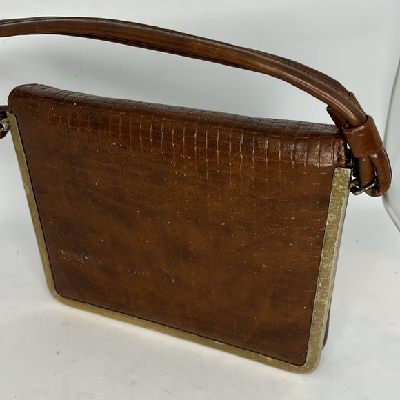 Vintage Classic Bag by Camel, Cognac Brown Faux Alligator Skin Finish - Picture 3 of 9